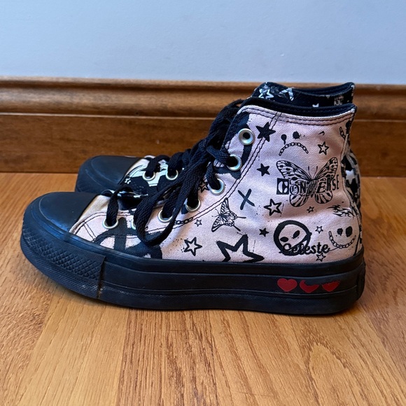Converse Chuck Taylor All Star High Top Sneakers Butterfly Print Black/Pink 6.5 - Picture 5 of 13